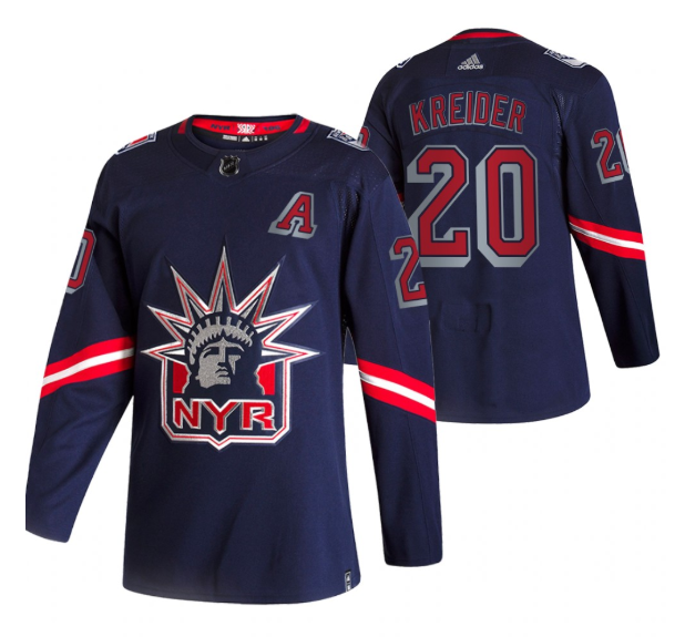 Men's New York Rangers #20 Chris Kreider 2021 Navy Reverse Retro Stitched Jersey Men's New York Rangers #20 Chris Kreider 2021 Navy Reverse Retro Stitched Jersey